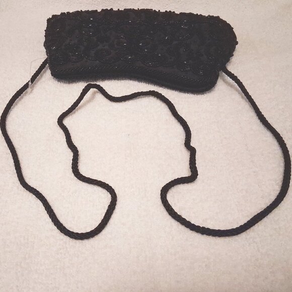 Metaphor Vintage Black Beaded Formal Evening Clutch Bag with Mirror EUC - Picture 12 of 12
